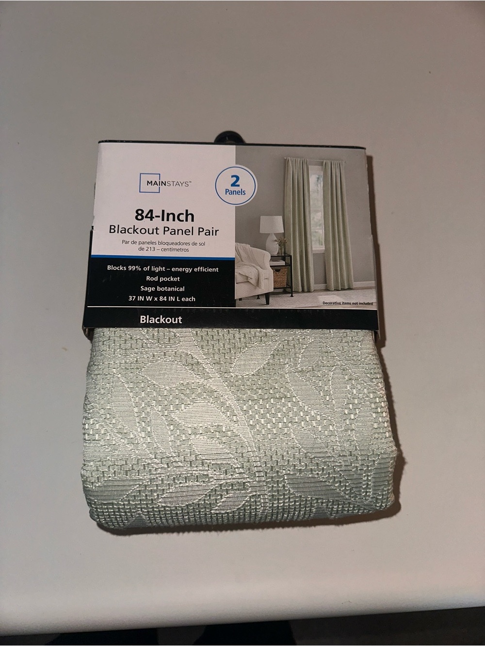 Mainstays Sage Botanical Textured Blackout Panel Pair